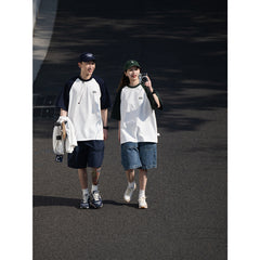 Casual Japanese Junior Raglan Sleeve T-shirt Bottoming Shirt For Men