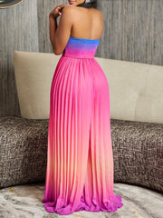 Summer Sexy Tube Top Backless Fashion Gradient Color Wide Leg Jumpsuit