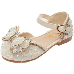 Summer Girls Pearl Bow Princess Shallow Mouth Pumps