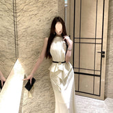 Beautiful Halter Satin Top And Skirt Two-piece Set