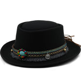 Women's Flat Top Flat Brim Woolen Hat