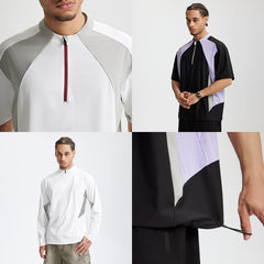 Fashion Men's Stitching Lightweight Long Short Sleeve