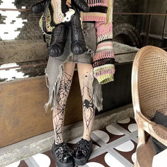 Dark Goth Punk Halloween Tarantula Female Stocking