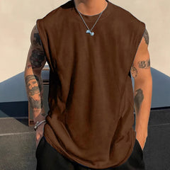 Men's Loose Pullover Solid Color Tank Top Sleeveless T-shirt