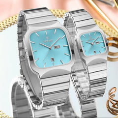 Square Double-point Casual Couple Functional Watch