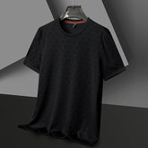 Men's Round Neck Jacquard Short Sleeve Cool Antibacterial Fashion Brand Casual Fashion Half Sleeve