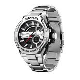 Men's Multi-functional Waterproof Double Display Alloy Steel Belt Electronic Watch