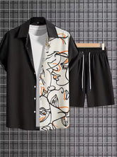 Printed Short-sleeved Shirt Beach Pants Suit