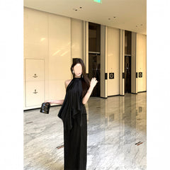 Beautiful Halter Satin Top And Skirt Two-piece Set