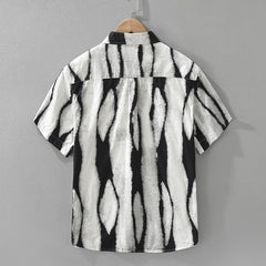 Retro Striped Printed Short Sleeve Shirt Fashion