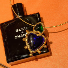 Bottle Green Heart Vintage High-grade Niche Ear Clips Earrings