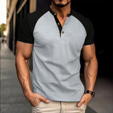 Men's Slim-fit Breathable Casual Waffle Round Neck Short-sleeved T-shirt