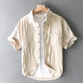 Men's Summer New Pure Cotton Short Sleeve Casual Shirt