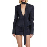 Slim Fit Waist V-neck Suit Jacket Skirt Suit