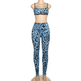 Leopard Print Sexy Suspender High Waist Tight Trousers Two-piece Set