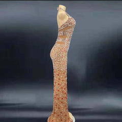 Glitter Rhinestone Prom Crystal Backless Dress Elegant