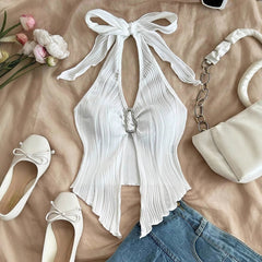 Casual Lace Up Metal Buckle Fit Asymmetric Hem Vest