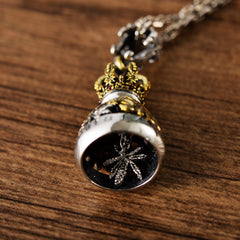 S925 Sterling Silver European And American Domineering Crown Lion Maple Leaf Hollow Bell Trendy Men's Pendant