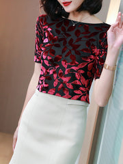 Spring And Summer New Off-neck Velvet Mid-sleeve Slim Bottoming Shirt