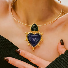 Bottle Green Heart Vintage High-grade Niche Ear Clips Earrings