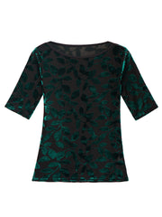 Spring And Summer New Off-neck Velvet Mid-sleeve Slim Bottoming Shirt