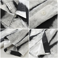 Retro Striped Printed Short Sleeve Shirt Fashion