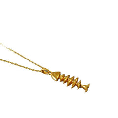 Special-interest Design Vintage Brass Gold Plated Fishbone Necklace