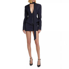 Slim Fit Waist V-neck Suit Jacket Skirt Suit