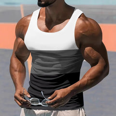Men's Stitching Contrast Color Sports Fitness Loose Running Vest