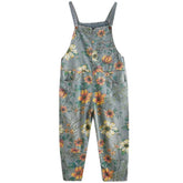 Spring Vintage Loose Denim Suspender Pants