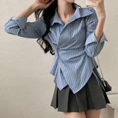 Autumn Shirt Stripe College Style Shirt