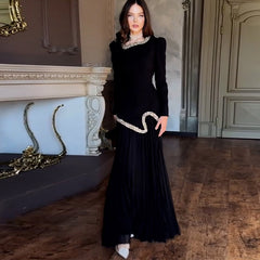 Niche Pleated Party Banquet Sequins Dress