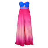 Summer Sexy Tube Top Backless Fashion Gradient Color Wide Leg Jumpsuit