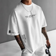 New Men's Round Neck Loose Casual Letter Short Sleeve