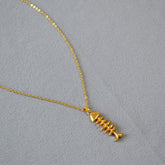 Special-interest Design Vintage Brass Gold Plated Fishbone Necklace
