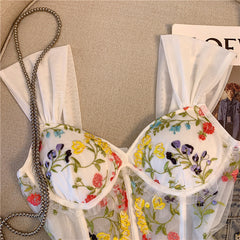 Embroidered Lace Sling Beautiful Back With Chest Pad Fishbone Short Vest