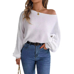 Casual Loose Solid Color Batwing Sleeve Pullover Sweater