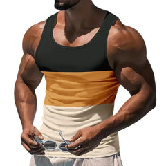 Men's Stitching Contrast Color Sports Fitness Loose Running Vest