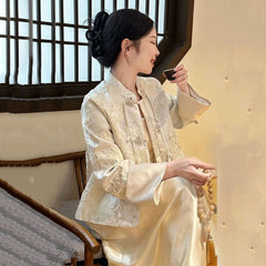 Women's Light Luxury Chinese Buckle Satin Suit