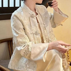 Women's Light Luxury Chinese Buckle Satin Suit