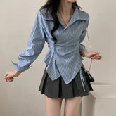 Autumn Shirt Stripe College Style Shirt