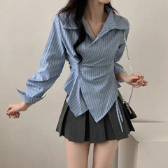 Autumn Shirt Stripe College Style Shirt