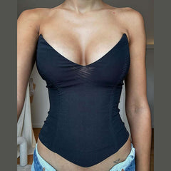 Off-shoulder Slim Fit Backless Pure Color All-matching Vest