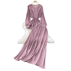 French Style Women's Temperament Twinset Design Sense Lace-up Waist-controlled Fashionable Long Sleeve