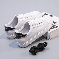 Fashion Women's Vulcanize Shoes 2025 New Casual Classic Solid Color PU Leather Shoes Woman Casual White Shoes Flats Sneakers