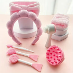 9-piece beauty makeup set, makeup kit, including a four-piece headband set, face wash and massage tools, etc.
