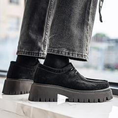 Men's Shoes Autumn New Style High-heel Thick-soled Loafers, Durable and Retro Casual Shoes, Everyday Street Trend Sneakers