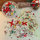 1 Box Cartoon Christmas Series Nail Charms Sequin Santa Claus Bow Rhinestone Nail Art Decoration Eye Makeup Decoration DIY