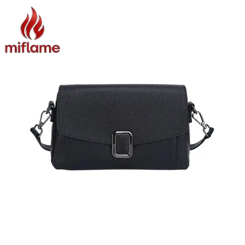 Premium leather handbag by miflame, chic minimalist leather crossbody bag for stylish work commutes.