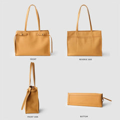 Women Totes Laptop Bag 2025 New Luxury Genuine Leather Commuter Handbag Female Large Capacity Minimalist Computer Shoulder Bag